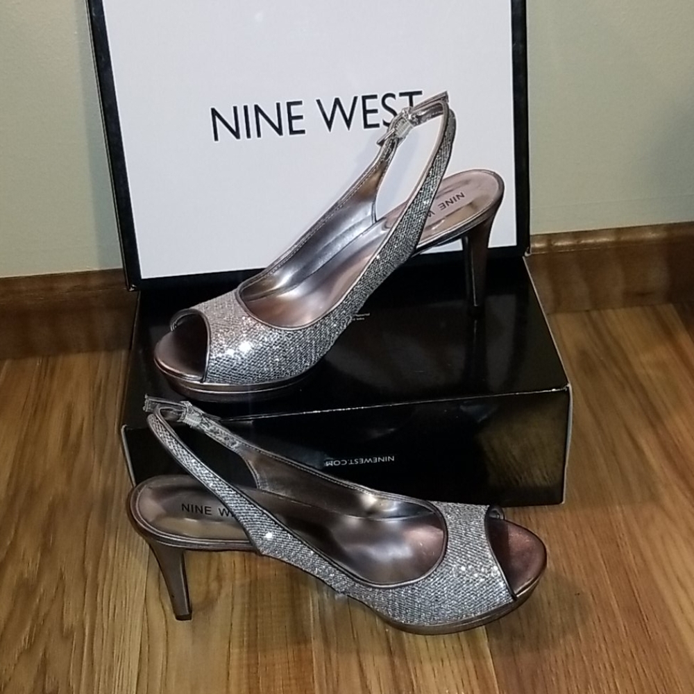Nine West silver slingbacks